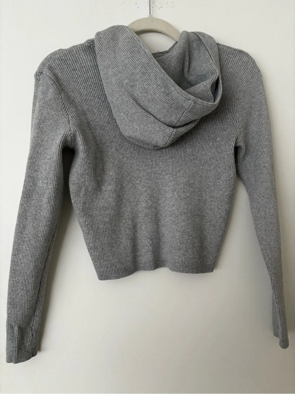 John Galt / Brandy Melville Women’s Gray Ribbed Zip-Front Sweater Hoodie